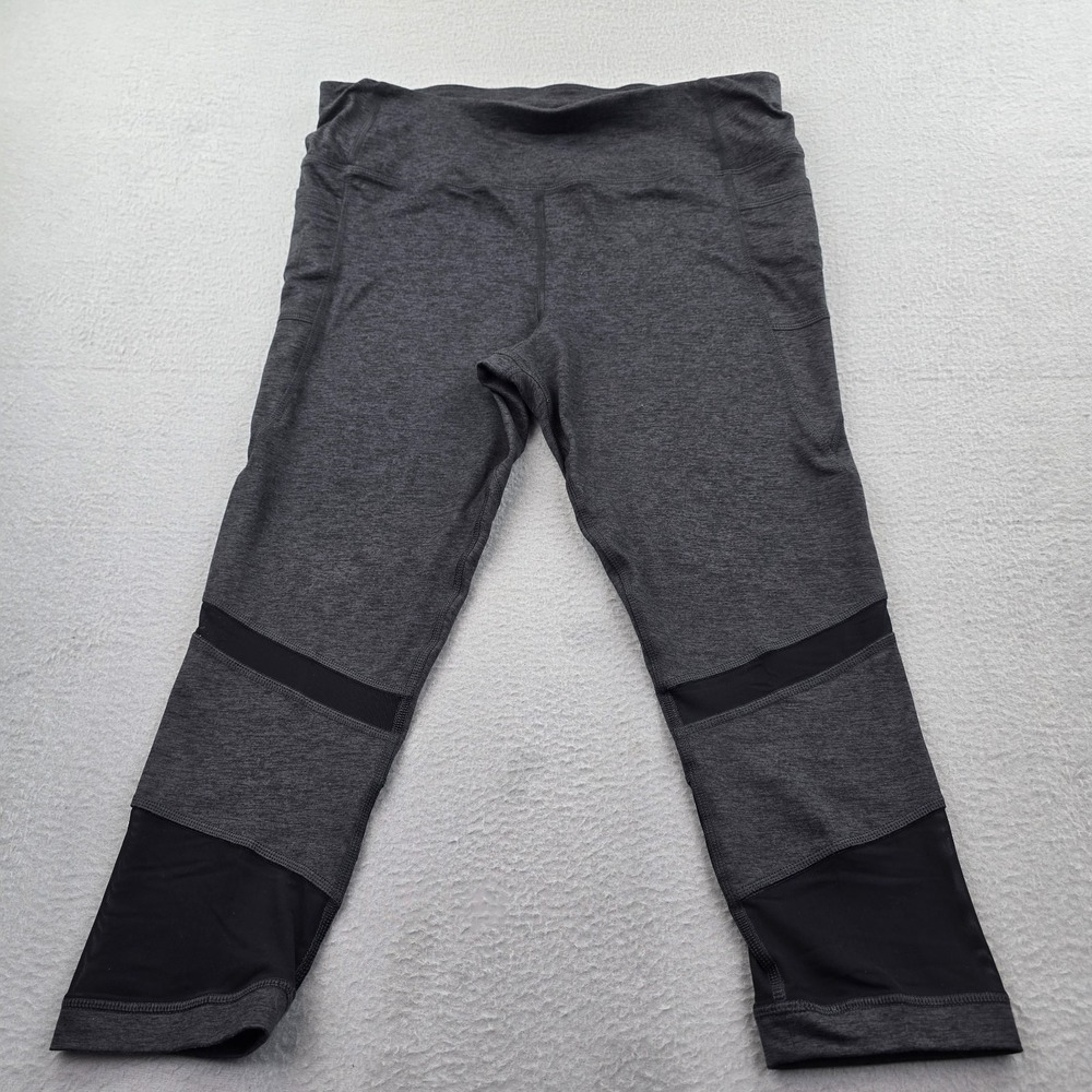 Avia Fitness Cropped Legging Womens XL (16-18) Charcoal Gray Yoga Trail Workout